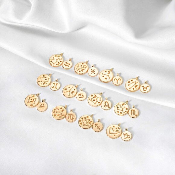 Gold Necklace for Women 18K Gold Plated Astrology Zodiac Necklace 12 Necklace Bi - Picture 6 of 7